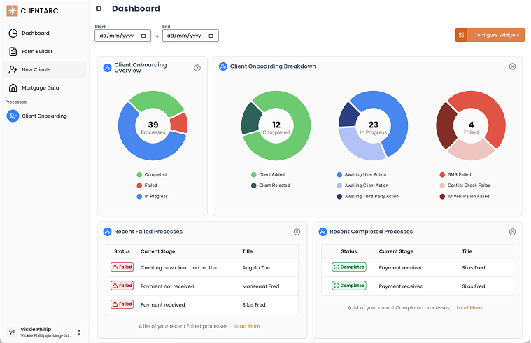 ClientArc dashboard