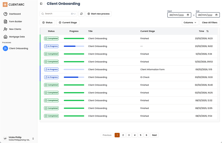 ClientArc - Onboarding List