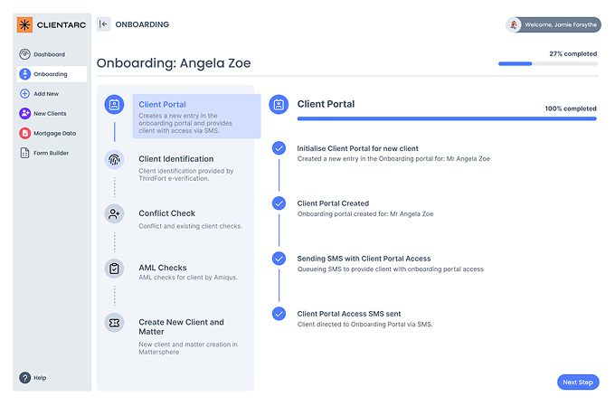 ClientArc -Onboarding Step